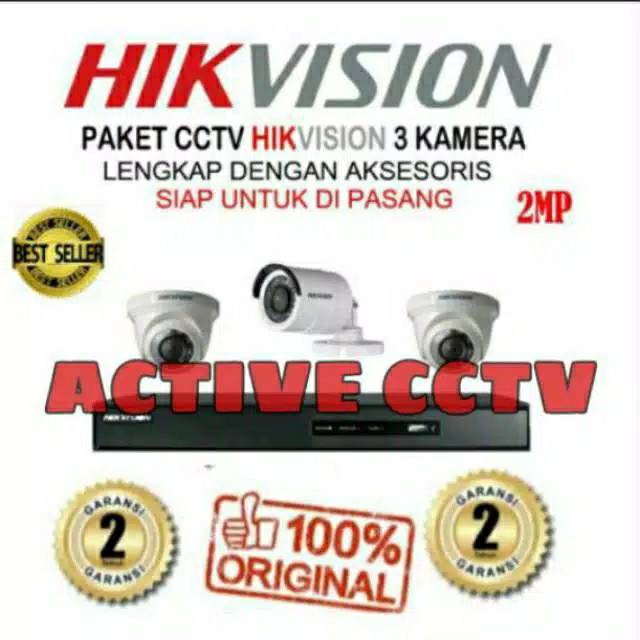 PAKET KAMERA CCTV BUILD IN MIC 3 KAMERA DVR 4CHANNEL 1080P 2MP