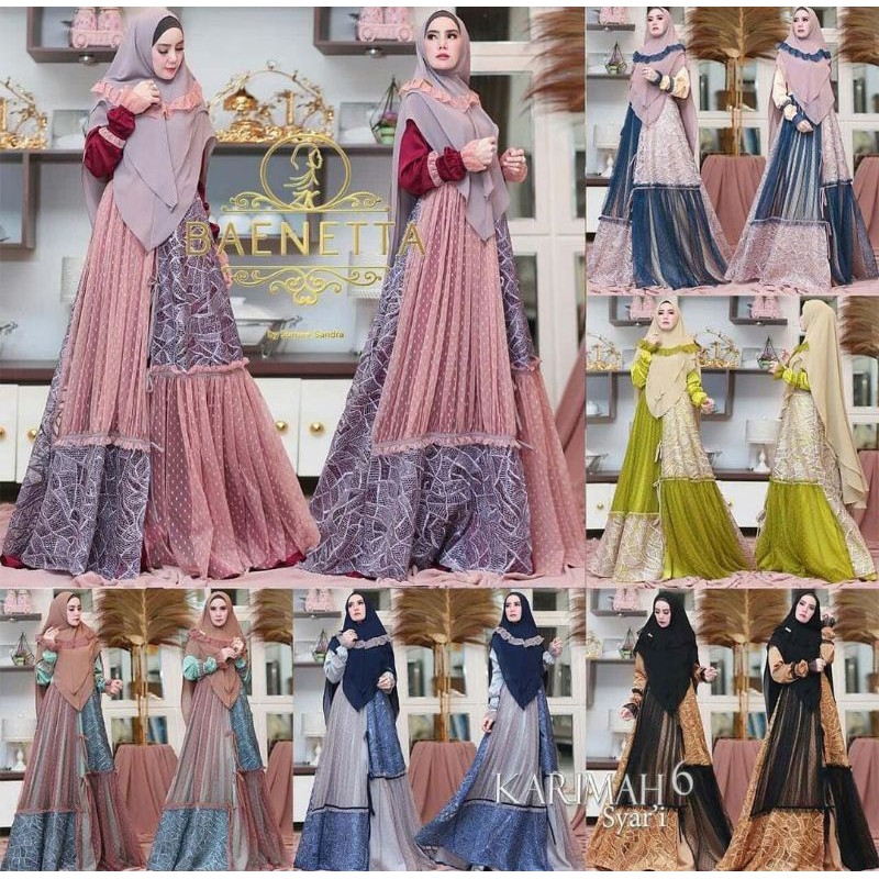 dress muslim/gamis syari/gamis pesta/gamis terbaru Karimah by Baenetta