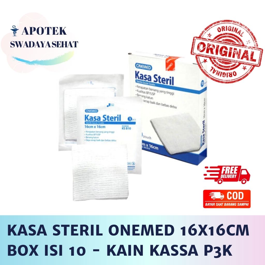 KASA STERIL ONEMED 16x16 CM 18x22cm Varian Box Satuan Kain Kassa P3K Untuk Luka 5CMX5CM 10cmx10cm 7,5cmx7,5cm