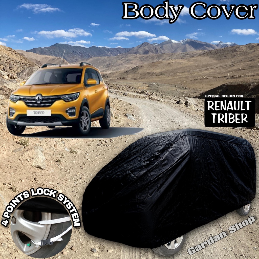 Sarung Mobil RENAULT TRIBER Hitam POLOS Body Cover Renault Triber Full Black