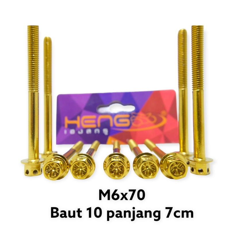 Jual Baut Probolt Flower Heng GOLD Thailand M6x70 6x70 Baut 10 Panjang ...