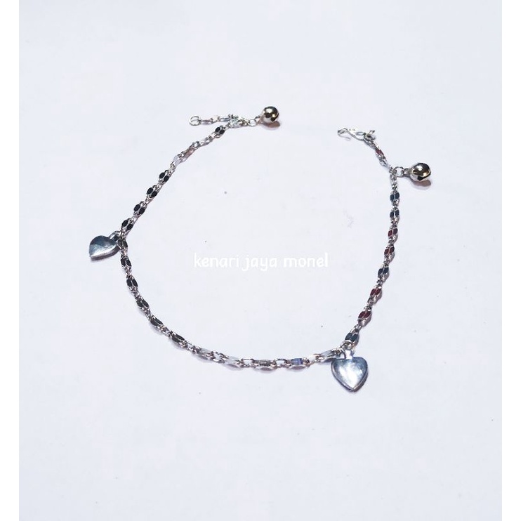 Gelang kaki wanita baja putih monel original