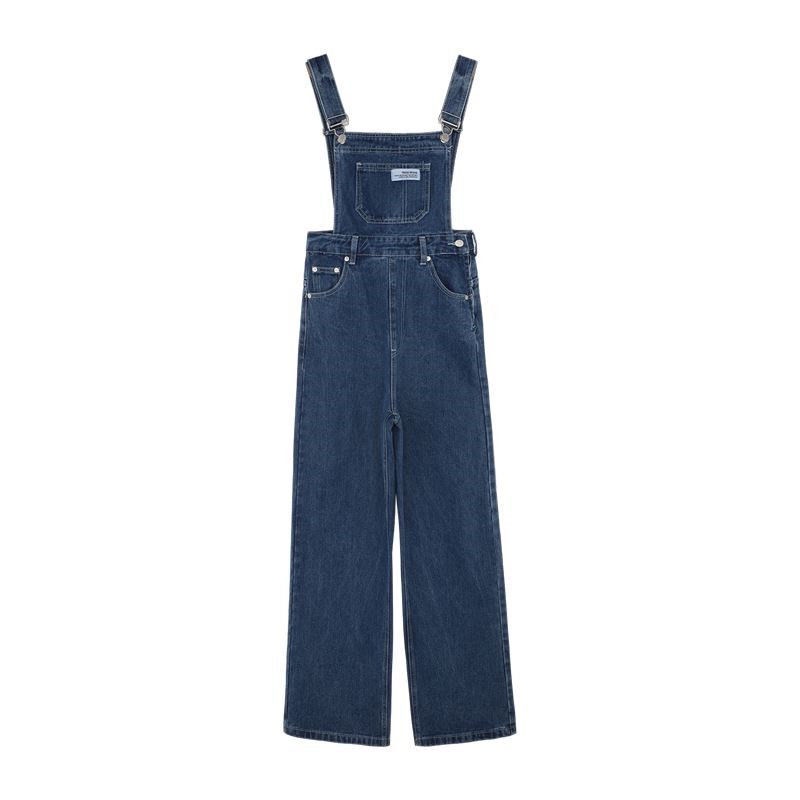 Overall denim pinggang tinggi wanita musim panas 2021 tipis versi Korea celana kaki lebar longgar re