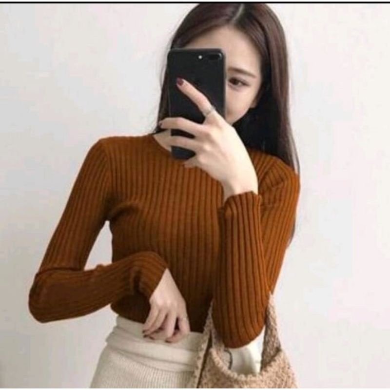 INNER RAJUT AGATA//BAJU WANITA LENGAN PANJANG NGEPRES BODY GAYA KOREAN STYLE//UNTUK BB 35-60 KG