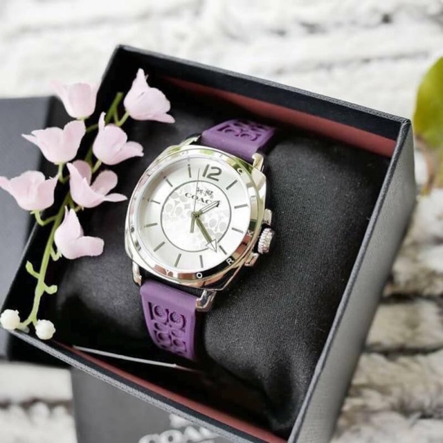 Jam Tangan Coach Purple Rubber New Original