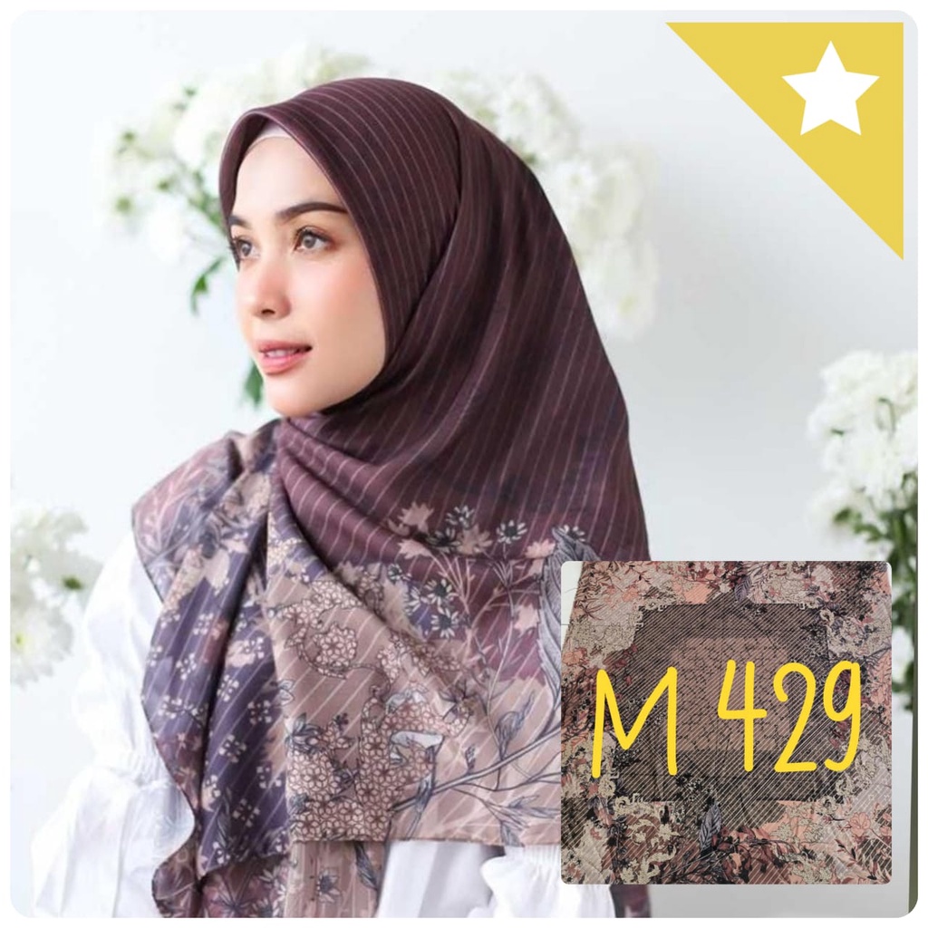 BESTSELLER Hijab Segiempat Voal Motif Printing Lasercut Kerudung Motif Square Grosir Jilbab Murah NN hijab-M429