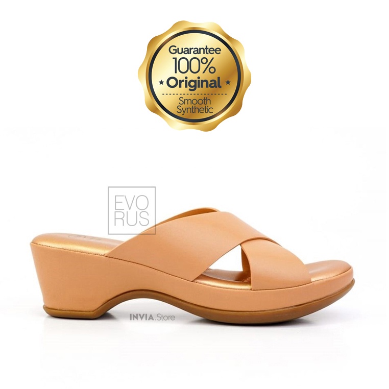 Scholl Memory Cushion B21 Camel | 100% Scholl Original Sandal Semi Wedges Memory Cushion
