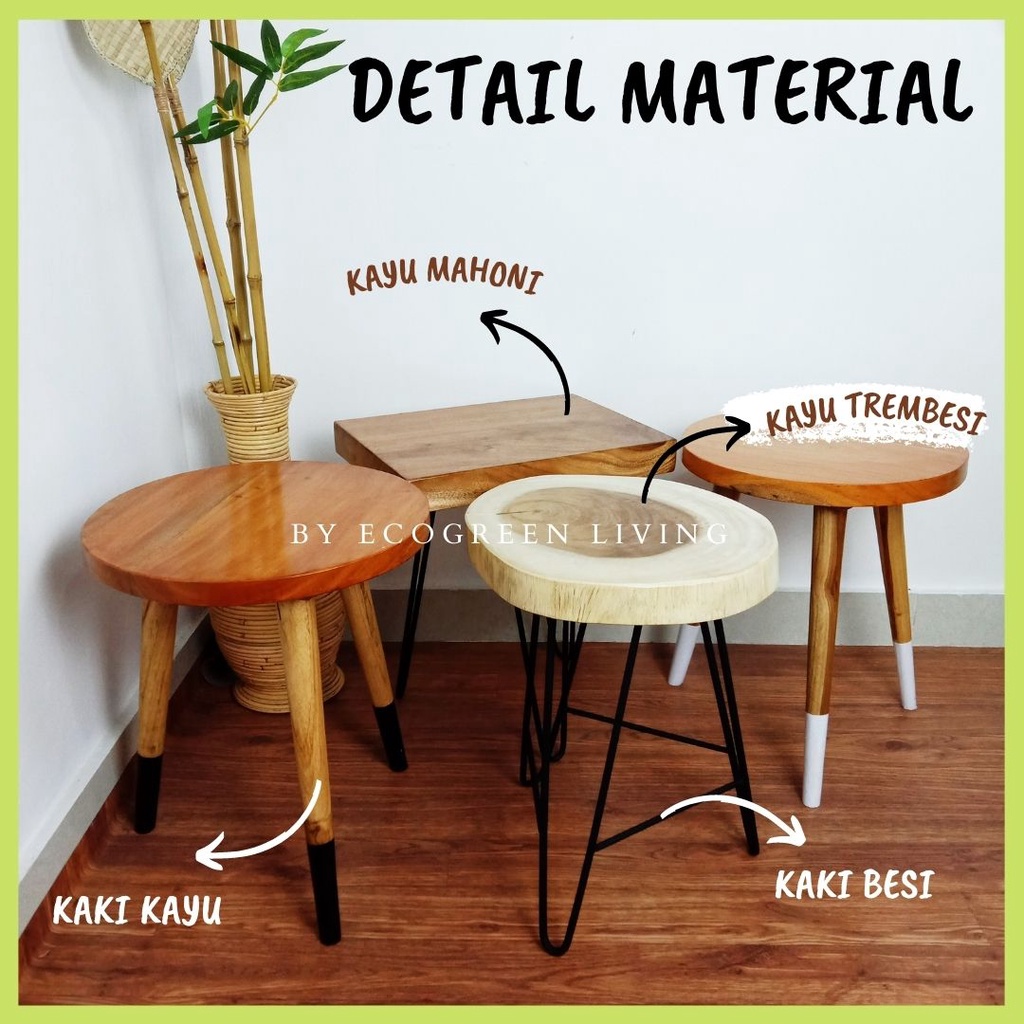 MEJA TERAS / MEJA KAYU RUSTIC / MEJA KAYU AESTHETIC / WOODEN  STOOL / STOOL KAYU