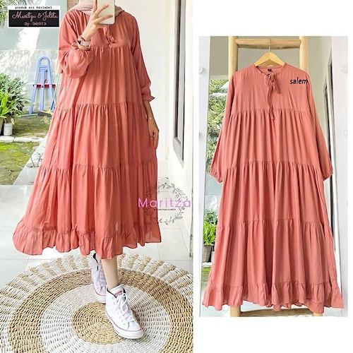 Rachel Midi Dress Baju Wanita Baju Kekinian Dres Rayon Premium Pakaian Wanita Terbaru 2022