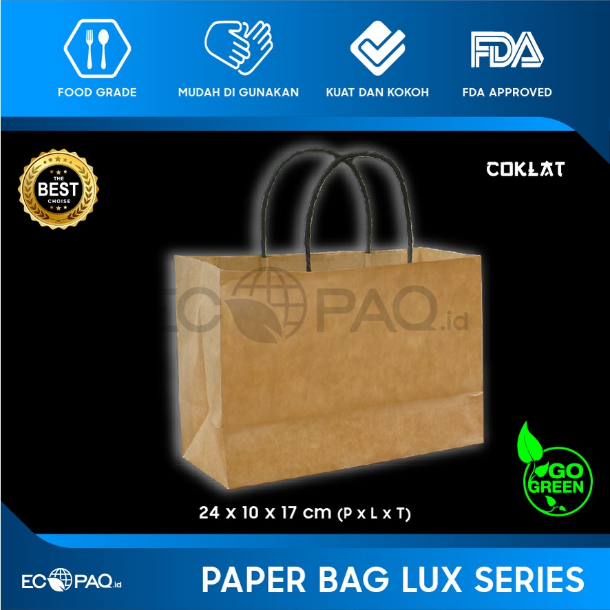 

Paper Bag - Paperbag Polos - COKLAT - 24x10x16.5 cm (20 pcs)