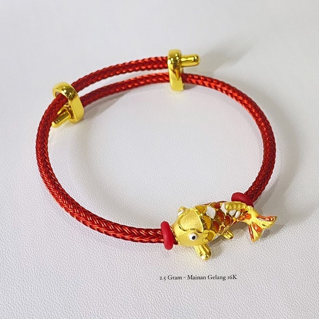 Pandora charm anak dan dewasa emas asli kadar 700 70 16k koi ikan hoki liontin mainan gelang kalung tali gold bangle 2 dua gram gr merah oren