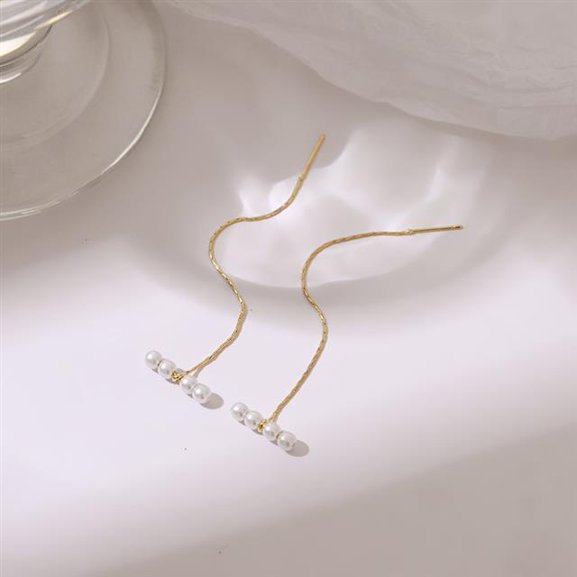 Anting-anting Korea super fairy sederhana dan ringan gaya mewah pearl telinga string panjang pribadi