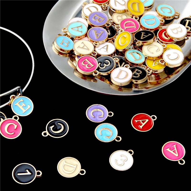 Charms Enamel Bentuk Huruf Alfabet A-Z Handmade Untuk Membuat Gelang Diy