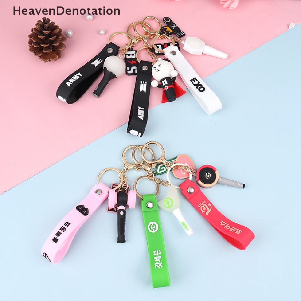 [HeavenDenotation]Kpop BTS TWICE NCT EXO BLACKPINK GOT7 Light Stick Pendant Keychain Lanyard