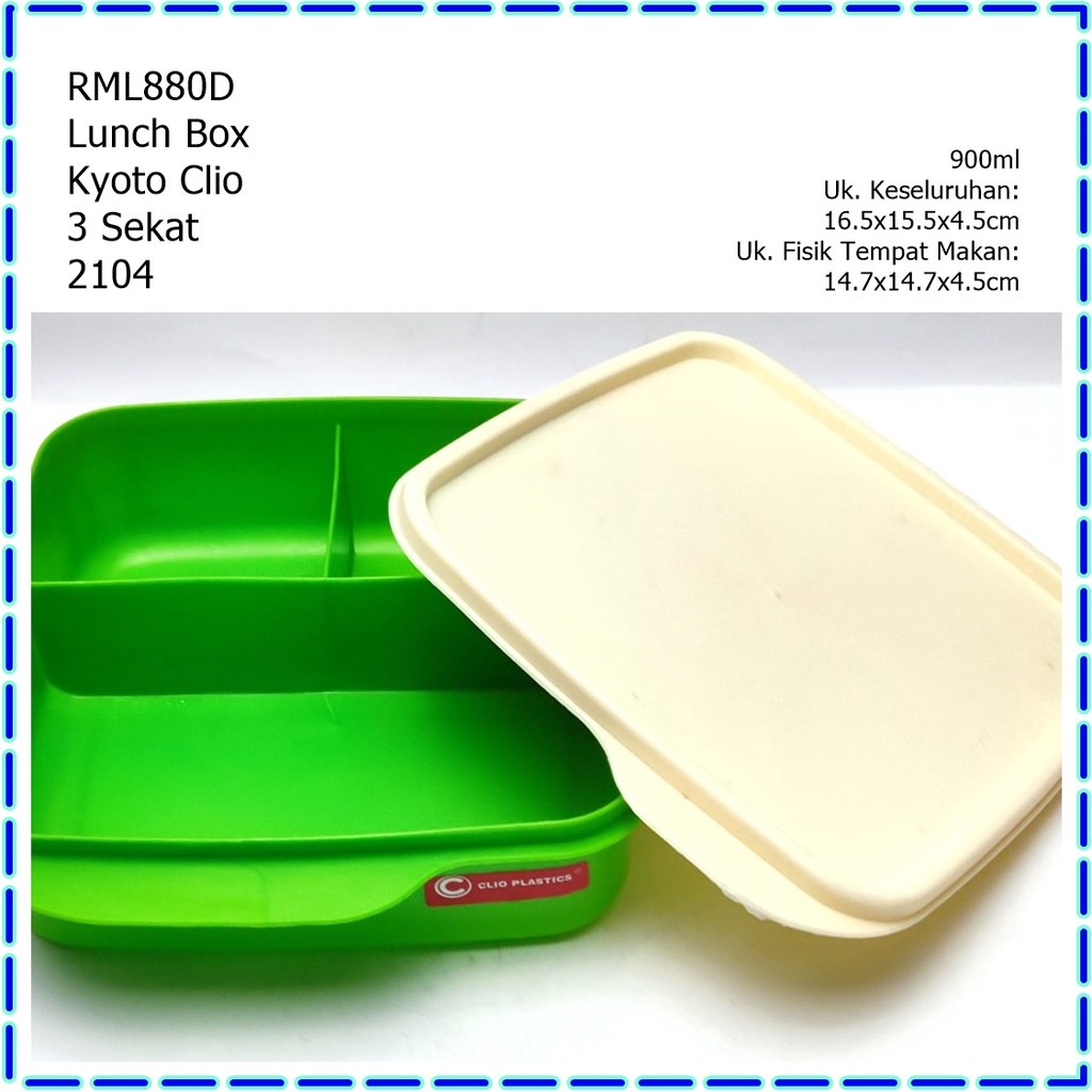 RML880D Lunch Box/Tempat Makan/Bekal Makanan Kyoto Clio 3 Sekat 2104