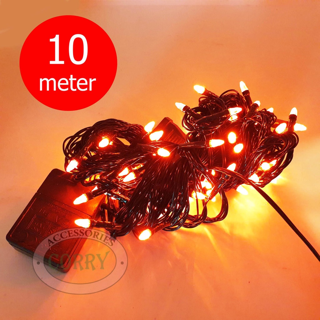 Lampu Pohon Natal Merah 10 Meter Kedap Kedip LED Murah Panjang