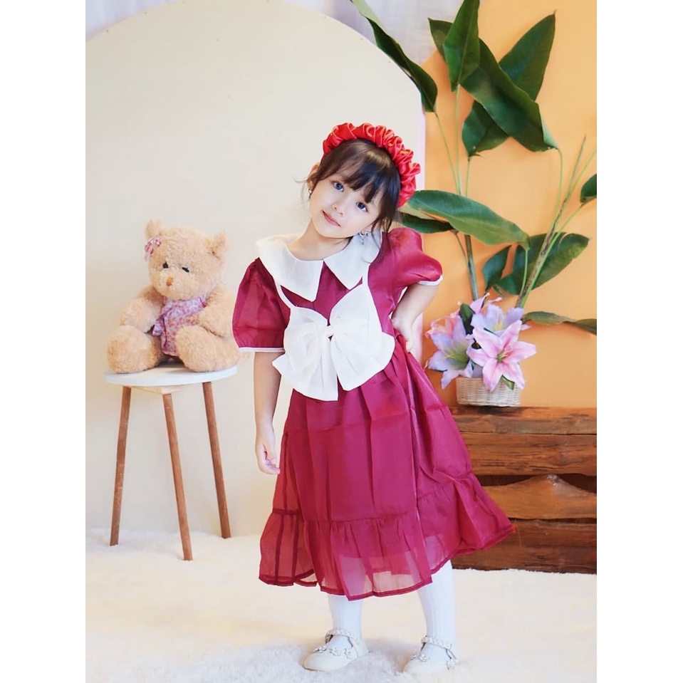 Promo !! dress trendy anak perempuan - dress japan ribbon large gurl import uk 1-4th