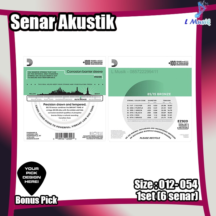 ORIGINAL SENAR GITAR AKUSTIK D ADDARIO - SENAR D ADDARIO ez890 ez900 ez910 ez920 - UKURAN 09 10 11 12