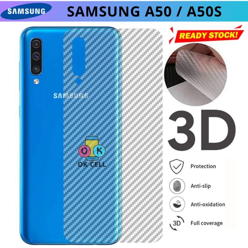 Garskin Karbon Samsung A50.A50s Stiker Carbon Fiber 3D Anti Gores Pelindung Belakang Back Cover