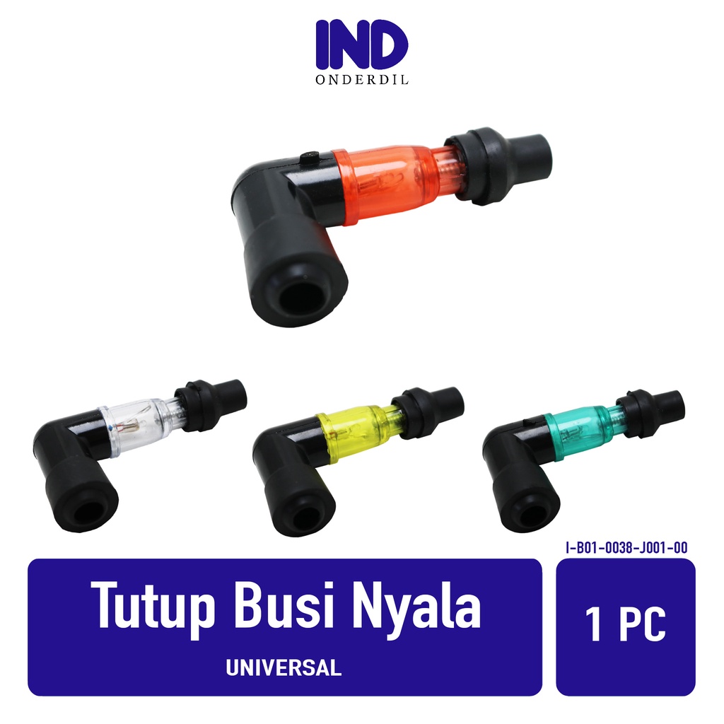 Tutup-Cop-Cangklong Kepala Busi Variasi Dop Nyala-LED Universal-Semau Jenis Motor Putih-Biru-Merah-Kuning