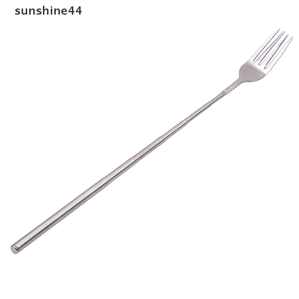 Sunshine Garpu Buah / Dessert Teleskopik Bahan Stainless Steel Warna Silver