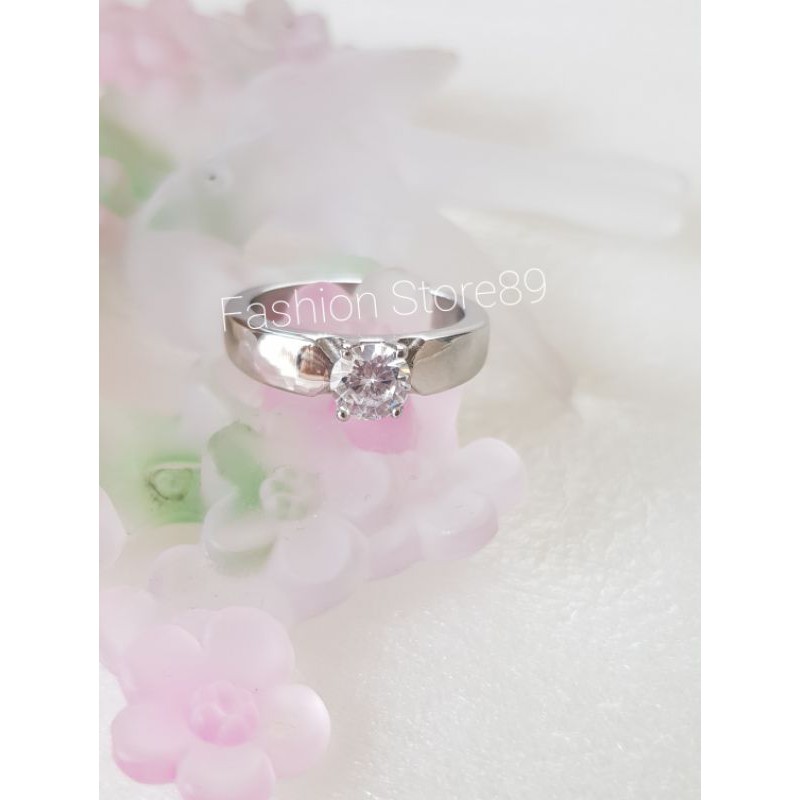 impor cincin nikah tunangan fashion cewek cowok halal titanium white antikarat silver dove kombinaso