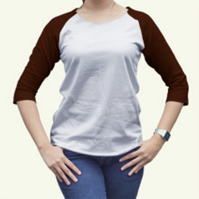 XL-XXL Tshirt Kaos Raglan Oneck Wanita Cewek Body Putih, Jumbo Combed