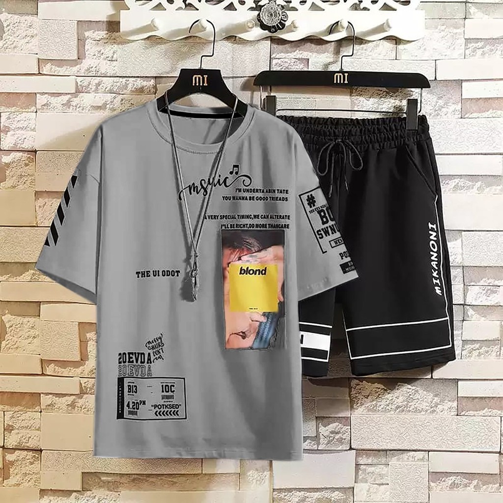 COD/ARPIOSSHOP - STELAN MIKAMONI - SETELAN PRIA SATU SET (KAOS + CELPEN) MODEL KEKINIAN