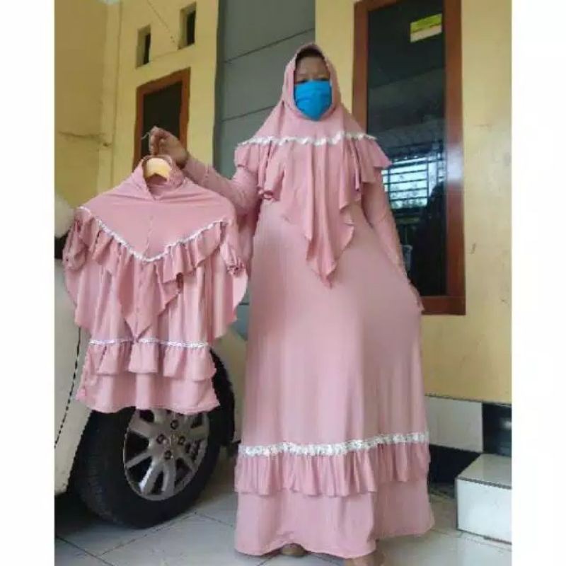 Gamis couple ibu dan anak Jersey set hijab