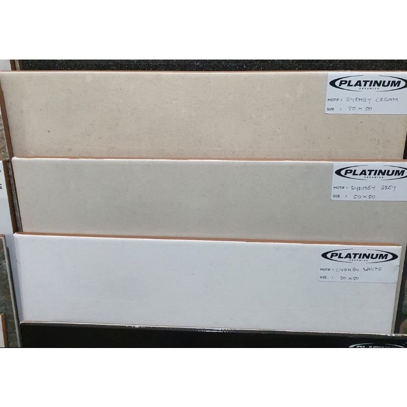 keramik 50x50 lantai rumah kamar glossy mengkilap licin marmer platinum sydney cream grey white