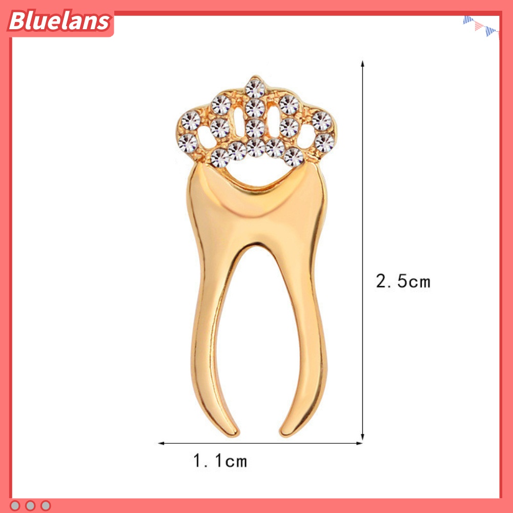 Bros Pin Bentuk Mahkota Gigi Aksen Berlian Imitasi Untuk Unisex