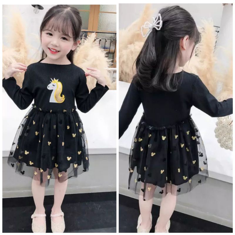 Dress Unicorn GI176 Dress Tutu Unicorn Anak Baju Pesta Anak Perempuan Import