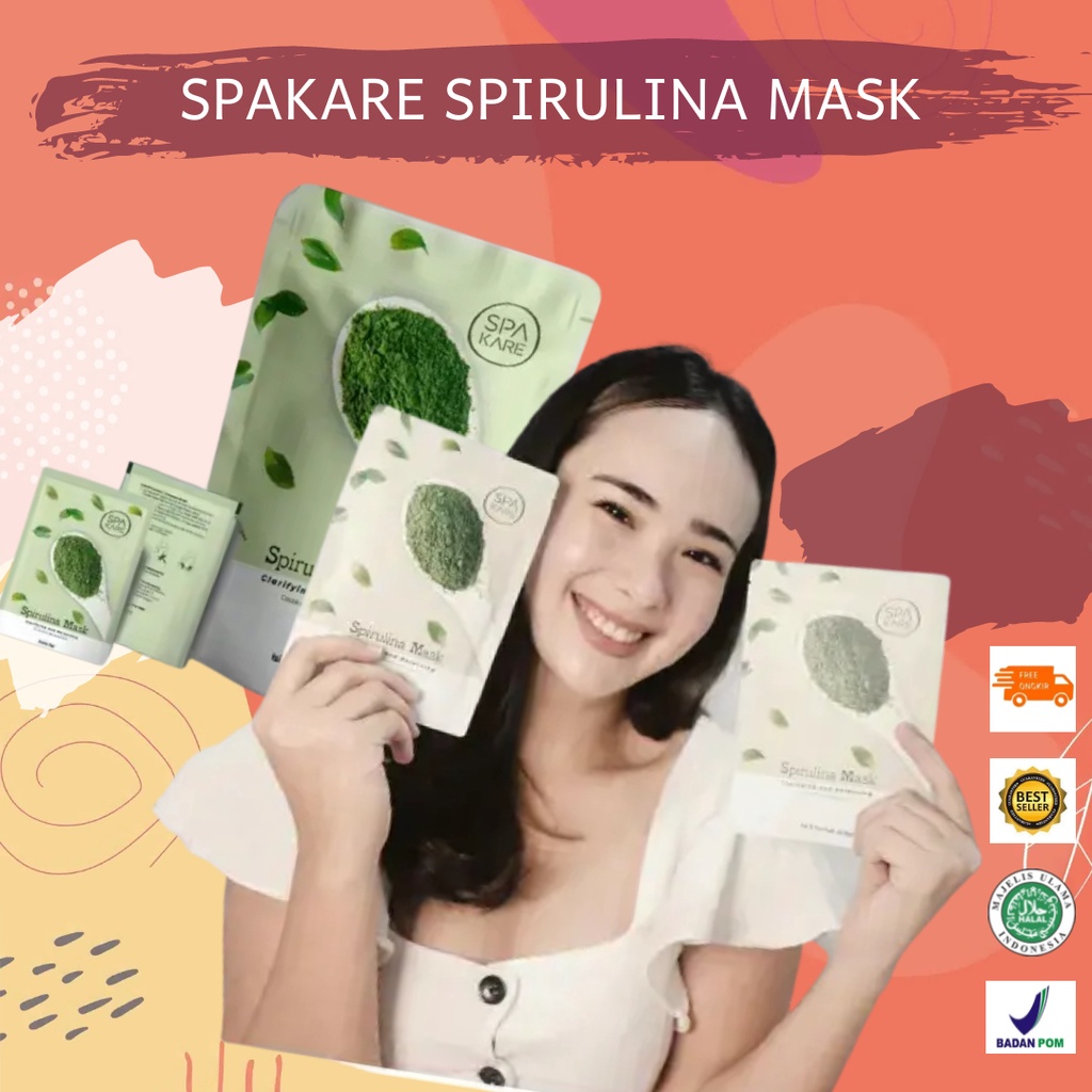 MASKER WAJAH - SPAKARE SPIRULINA MASK SPIRULINA DAN GREENTEA / MASKER WAJAH BPOM  / MASKER ORGANIK /