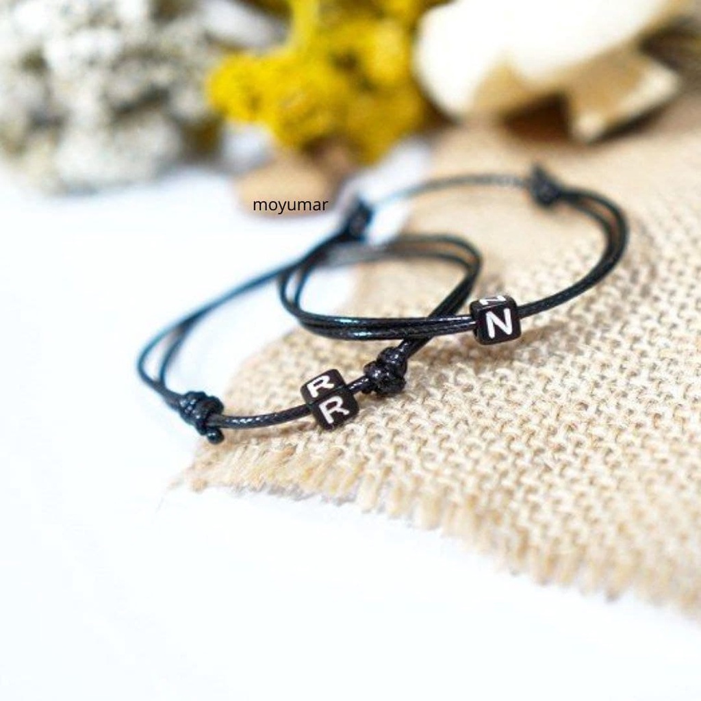 GELANG INISIAL (DADU double slide ) / gelang initial 1 HURUF TALI ANTI AIR PARACORD BRACELET | gelang persahabatan / gelang nama-2