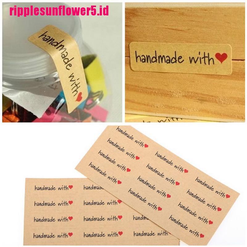 120pcs Stiker Kertas Kraft Handmade DIY Untuk Kemasan