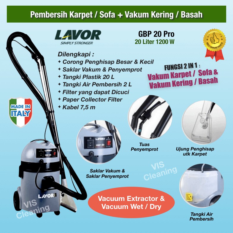 Carpet Cleaner (Vacuum Extractor) 20 Liter Lavor GBP 20 Pro