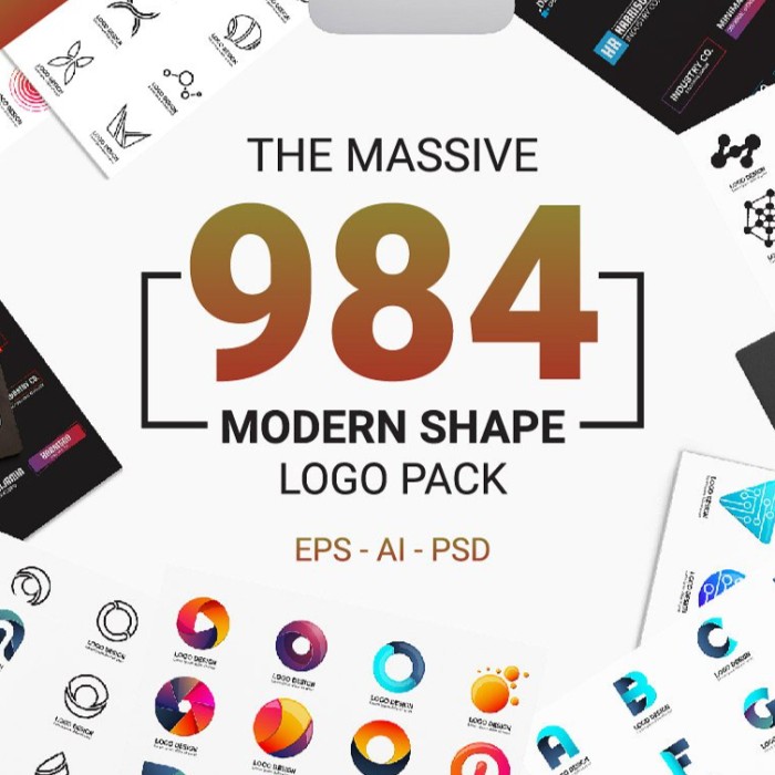 984 Modern Logo Shape - Photoshop &amp; Illustrator