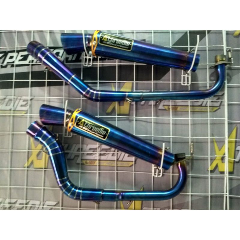 KNALPOT RACING ATHREEDIE ORIGINAL BLUEMON LEHER SEMI CACING PNP SUPRA X125 DLL
