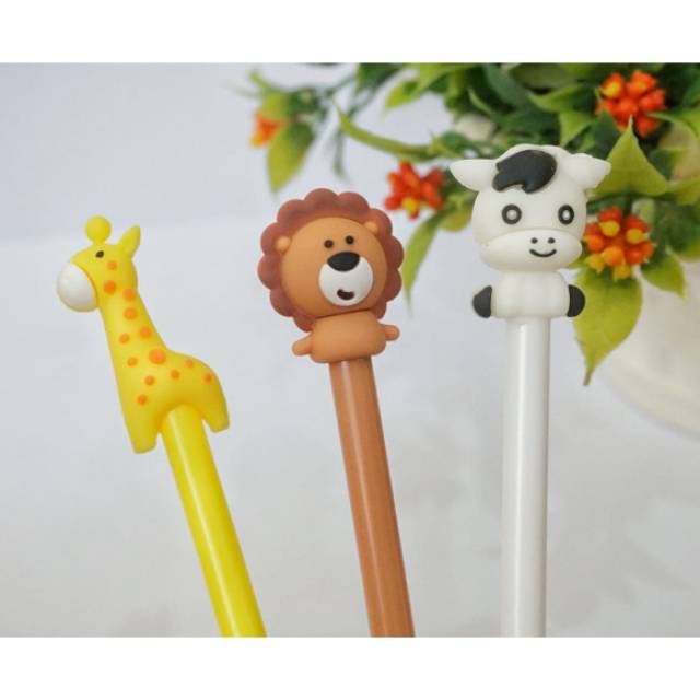 Pulpen karakter zoo animal gel pen karakter murah atk murah