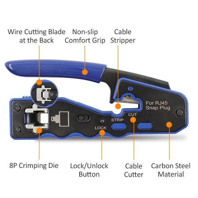 Crimping tool rj45 anti gagal EZ cat5e cat6 high quality