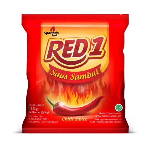 RED1 Saus Sambal 9gr (24 x 9 gram)