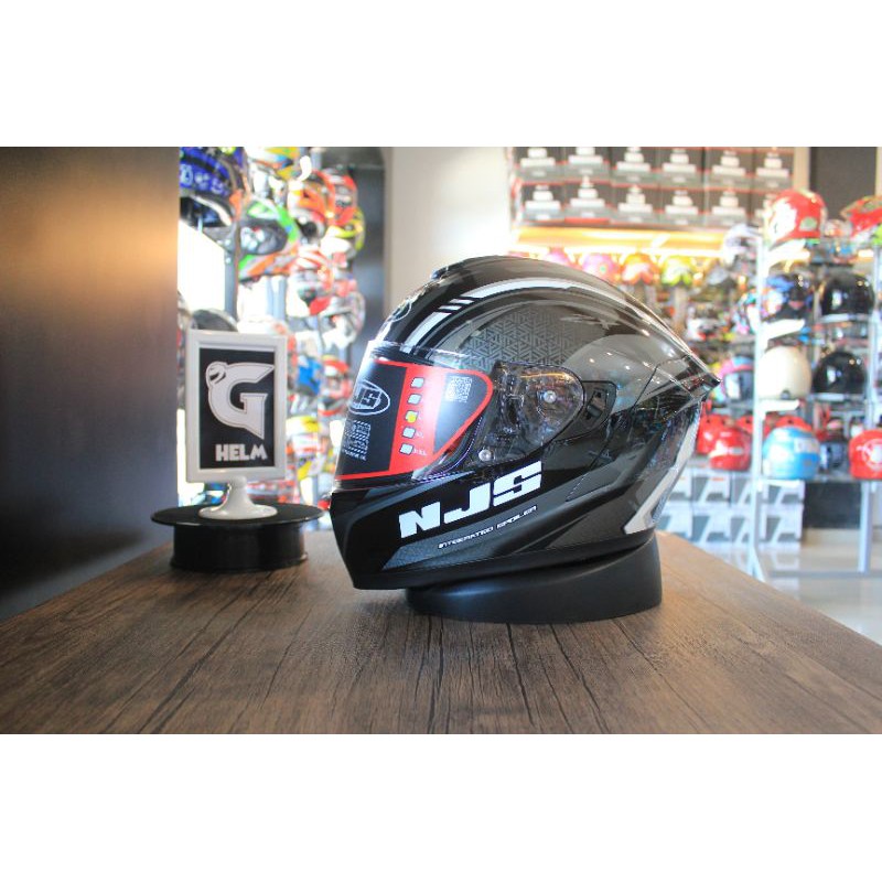NJS ZX 1 Motif Specter Black Silver Helm Full Face