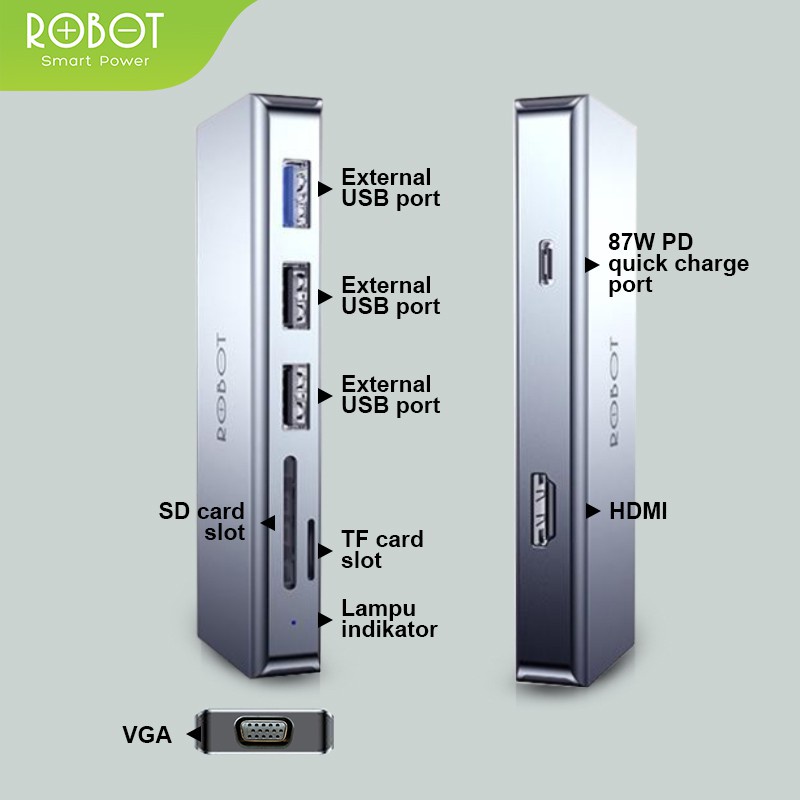 Robot HT390 Multiport 9in1 USB-C / Robot HT380 8in1 USB Hub Adapter RJ45