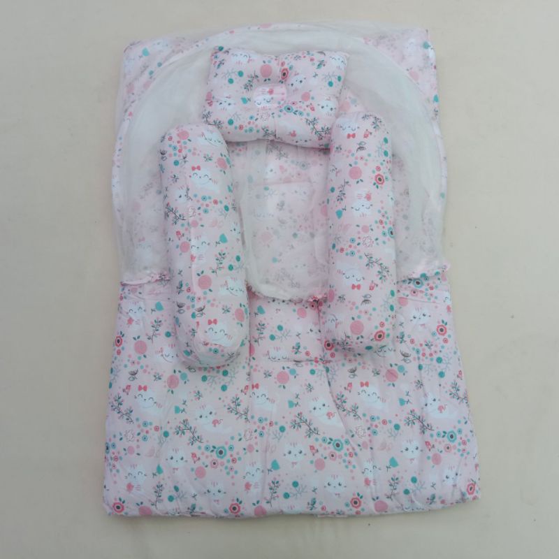 Kasur Kelambu Bayi Set Bantal Guling PREMIUM Kasur Bayi ORIGINAL / Kasur Lipat-Bunga