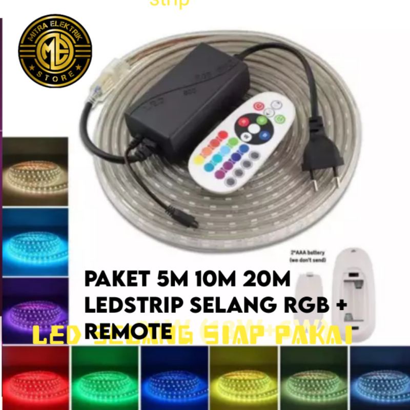 NEW LED SELANG 10M 20M RGB REMOTE 220V SIAP PAKAI WARNA WARNI