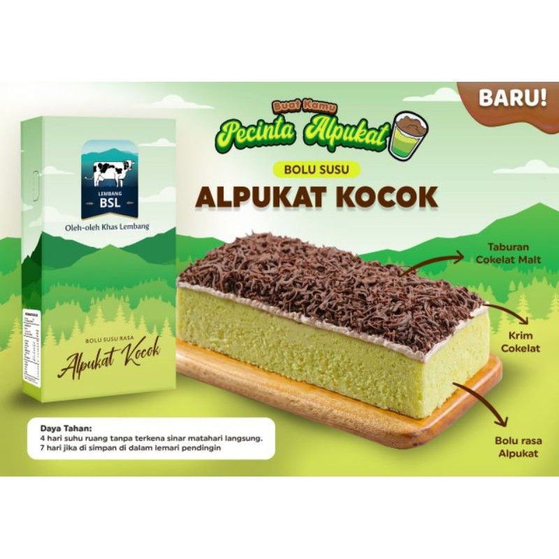 Bolu susu lembang alpukat cokelat (Bisa ke luar kota,luar P.jawa)Dus+buble wrap