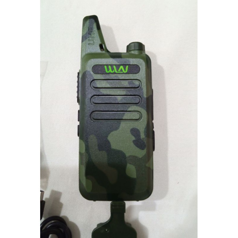 HT WLN KD-C1 Jungle Camouflage dan Earset Army UHF Singleband Handy Talky KDC1 KD-C1 Loreng Doreng Tentara Talkie