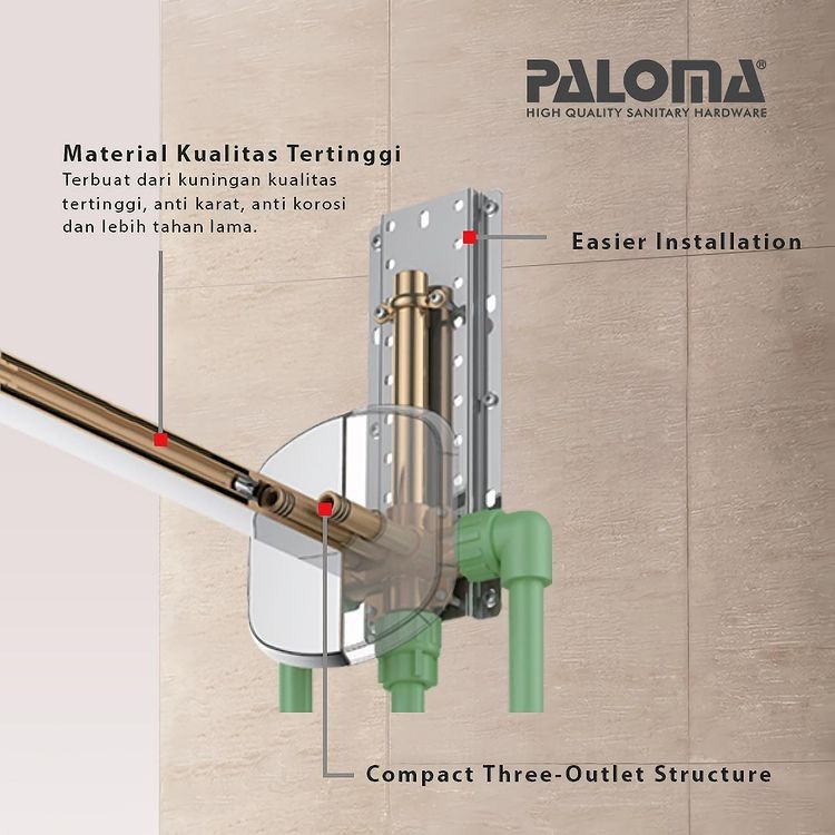 PALOMA FCP 3128 Keran Mixer Shower Tanam Set Dinding Tembok Kran Air