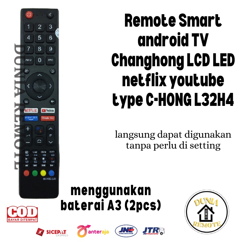 Remot Remote TV CHANGHONG Android Smart TV Led lcd L32H4 Tanpa setting