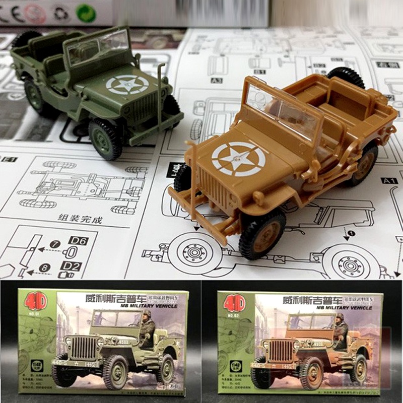 Mainan Simulasi Model Tank Militer Jeep Cougar M3A1 4D Skala 1 / 72